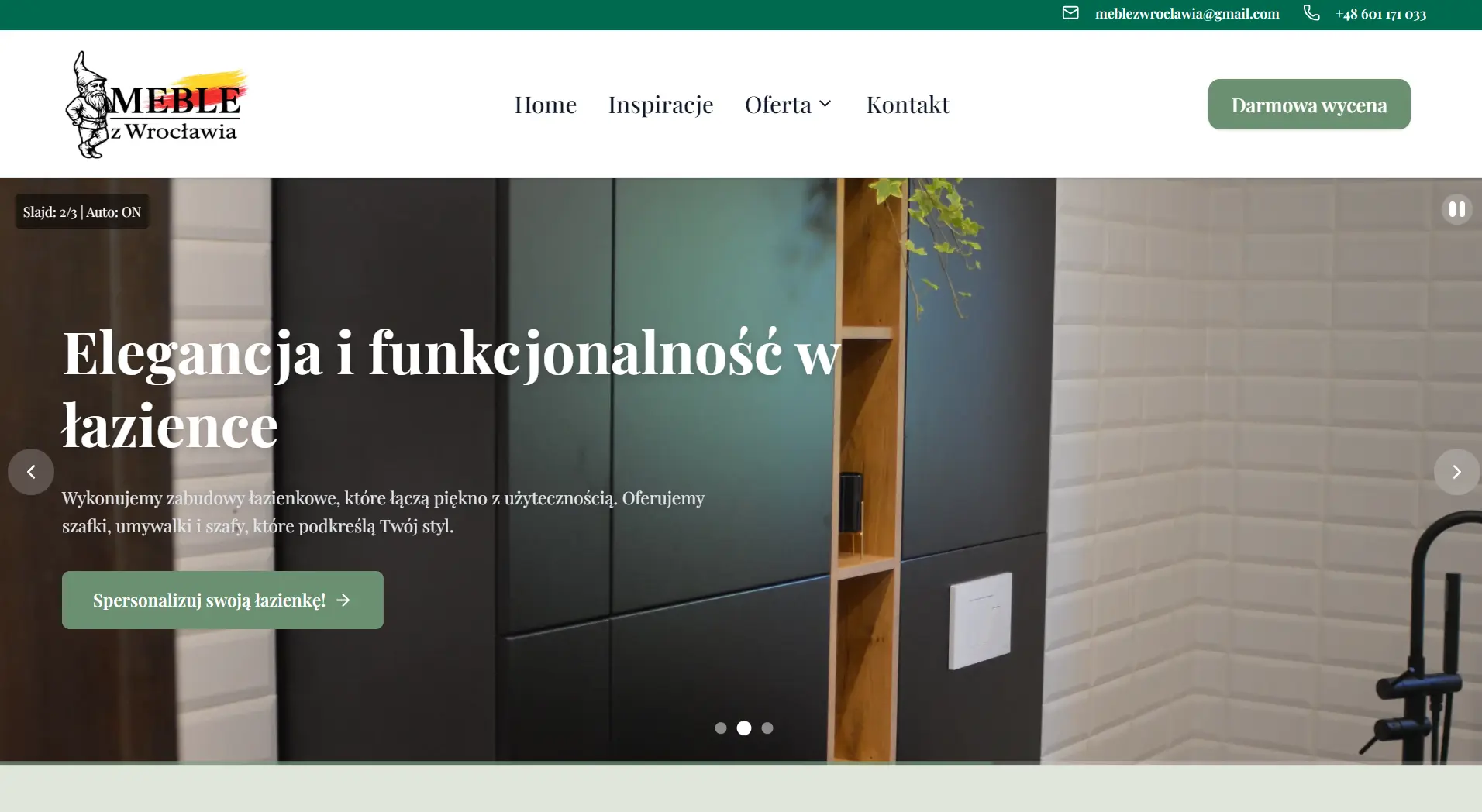 Strona internetowa dla producenta mebli na wymiar — realizacja Meble z Wrocławia